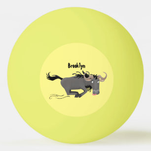 Funny wildebeest running cartoon illustration ping pong ball