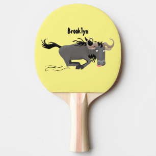 Funny wildebeest running cartoon illustration ping pong paddle