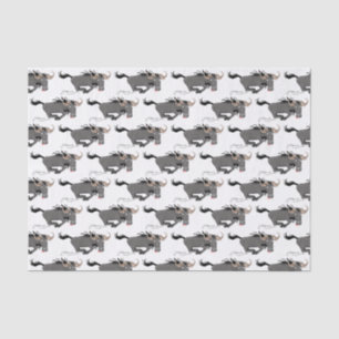 Funny wildebeest running cartoon illustration tissue paper