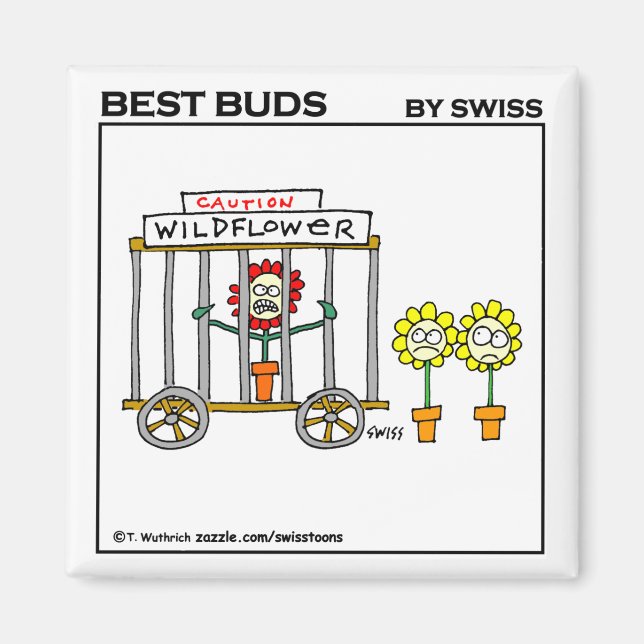 Funny Wildflowers Cartoon Art Wild Crazy Humorous Magnet (Front)