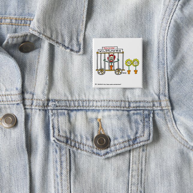 Funny Wildflowers Cartoon Button (In Situ)