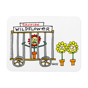 Funny Wildflowers Cartoon Crazy Wild Flower Magnet