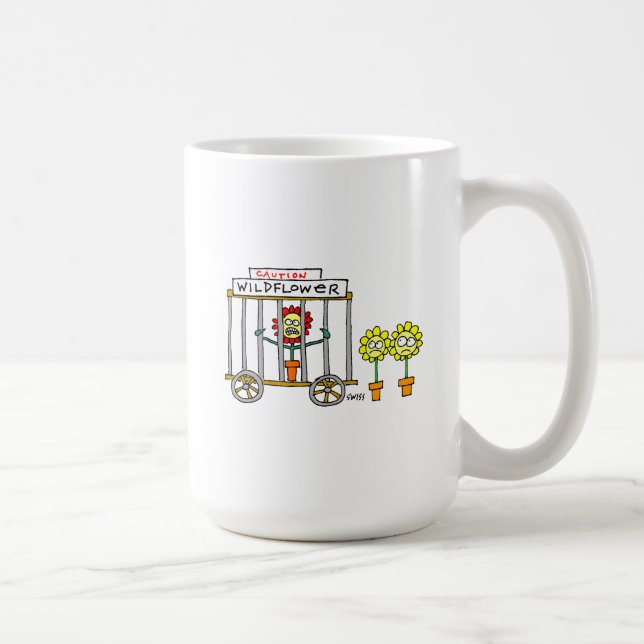Funny Wildflowers Cartoon Wild Crazy Gardener Mug (Right)