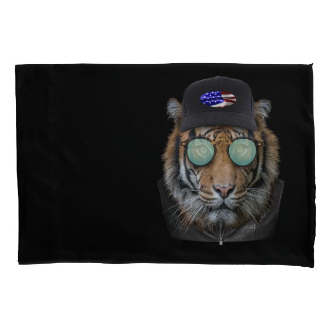 Funny wildlife dressed up Funny Bengal Tiger Pillowcase (Front)