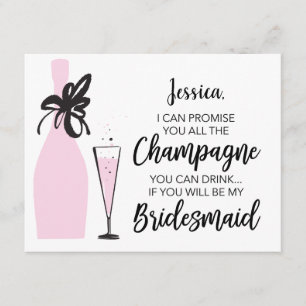 Funny Will You Be My Bridesmaid Card - Champagne