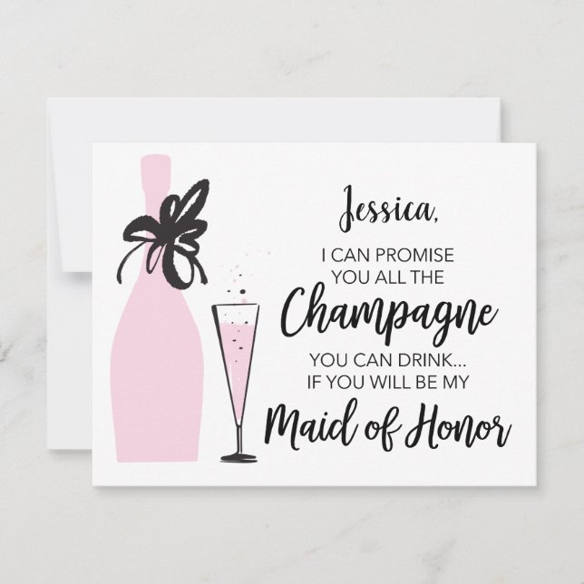Funny Will You Be My Maid of Honour Card -Champagn (Front)