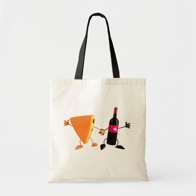Funny Wine and Cheese Party Tote Bag (Front)
