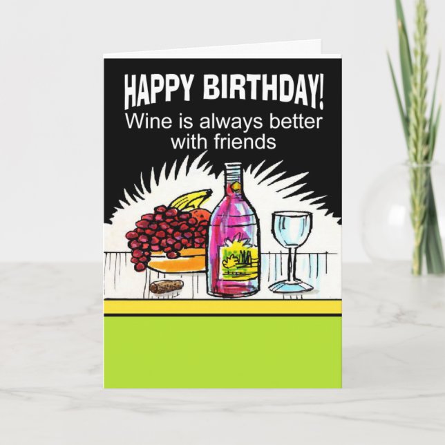 funny wine birthday wish card (Front)