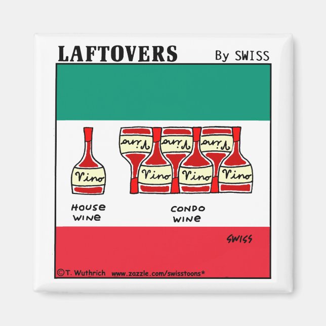 Funny Wine Cartoon Art Italian Vino Bottles Magnet (Front)
