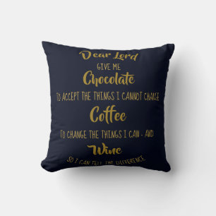 Funny Wine Chocolate Coffee Lover Mug Christmas Cushion