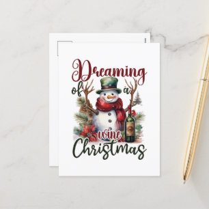 Funny Wine Christmas word art bar Holiday Postcard
