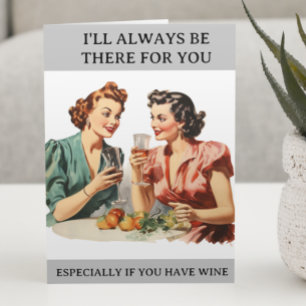 Funny Wine Friends Humour Retro Card