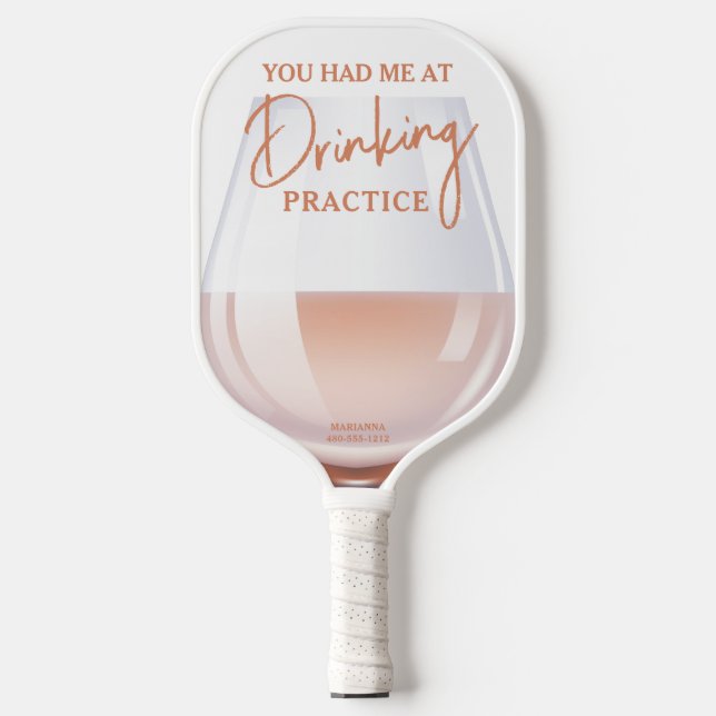 Funny Wine Glass "Drinking Practice" Boho Colours Pickleball Paddle (Front)