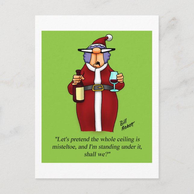 Funny Wine Humour "Mistletoe" Postcard (Front)