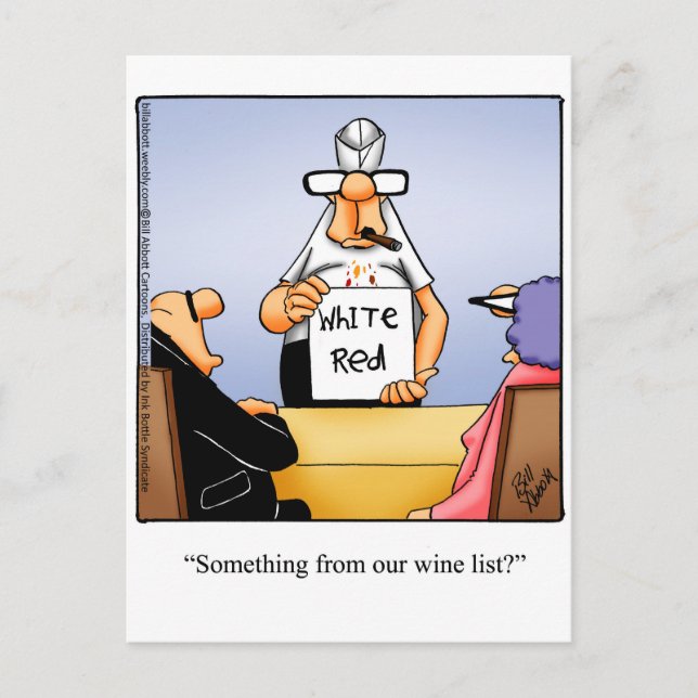 Funny Wine Humour Postcard (Front)