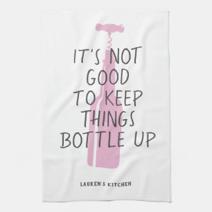 Funny Wine Lover Custom Name Stylish Gift Tea Towel