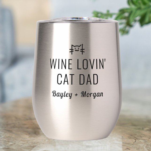 Funny Wine Loving Cat Dad Personalised Names (Creator Uploaded)