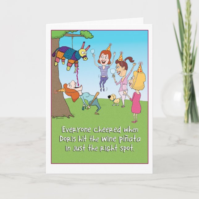 Funny Wine Pinata birthday card (Front)