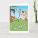 Funny Wine Pinata birthday card<br><div class="desc">Here's a funny birthday card featuring a woman who has hit the wine pinata in just the right spot, letting the good times flow! That's the way to get the party started! The perfect card for a wine lover! Thanks for choosing this original design by © Chuck Ingwersen. I post...</div>