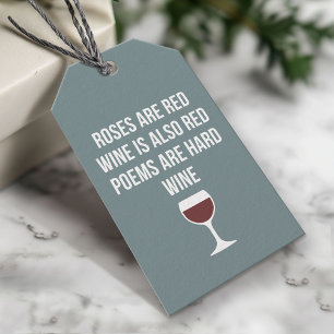 Funny Wine Poem - Wine is Red Poetry is Hard Gift Tags