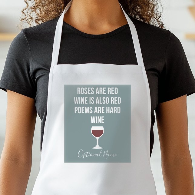 Funny Wine Poem - Wine is Red Poetry is Hard Standard Apron (Personalized Kitchen Apron)