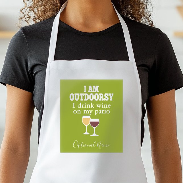 Funny Wine Quote - I drink wine on my patio Standard Apron (Personalized Kitchen Apron)