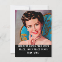 Funny Wine Quote Retro Homemaker Flat Greeting