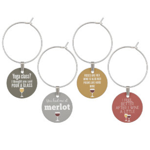 Funny Wine Quotes - Drinking Humour Set 2 Wine Charm