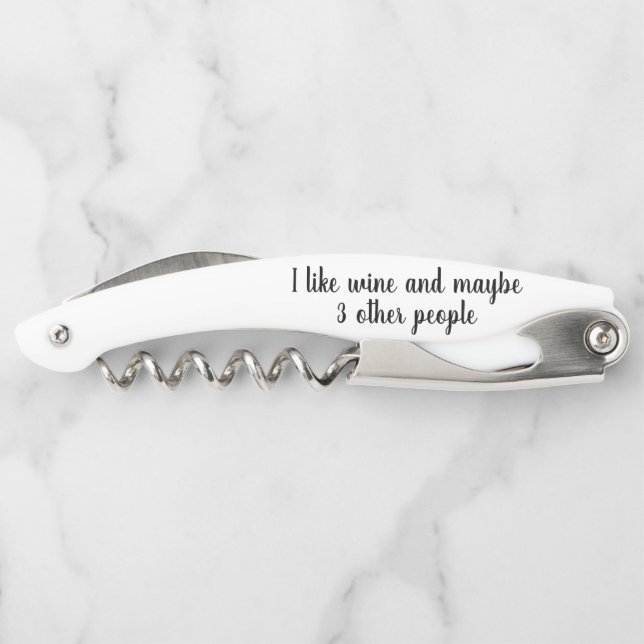 Funny Wine Saying I Like Wine Gift Corkscrew (Back)