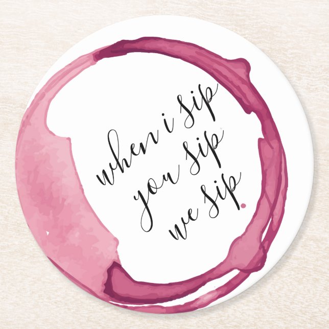 Funny Wine Tasting Party Round Paper Coaster (Front)