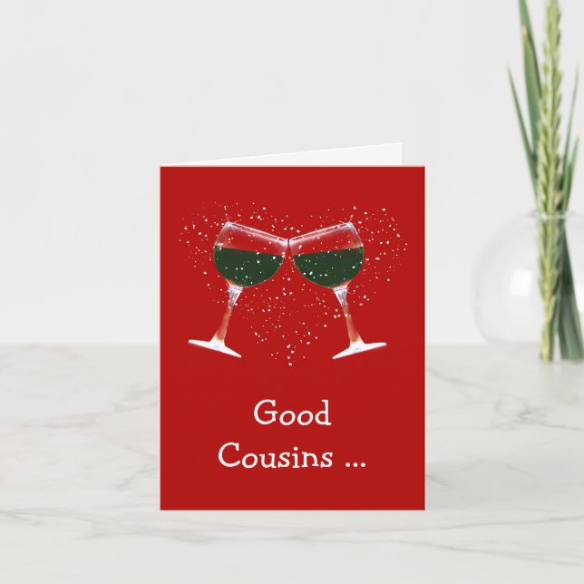 Funny Wine Themed Cousin Birthday  Card (Front)