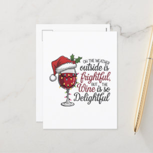 Funny wine word art weather holiday postcard