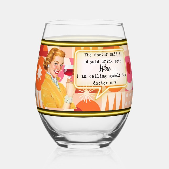 Funny Wineglass Best Friend Gift "Doctor" Stemless Wine Glass (Front)