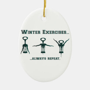 Funny Winter Exercises Ceramic Tree Decoration