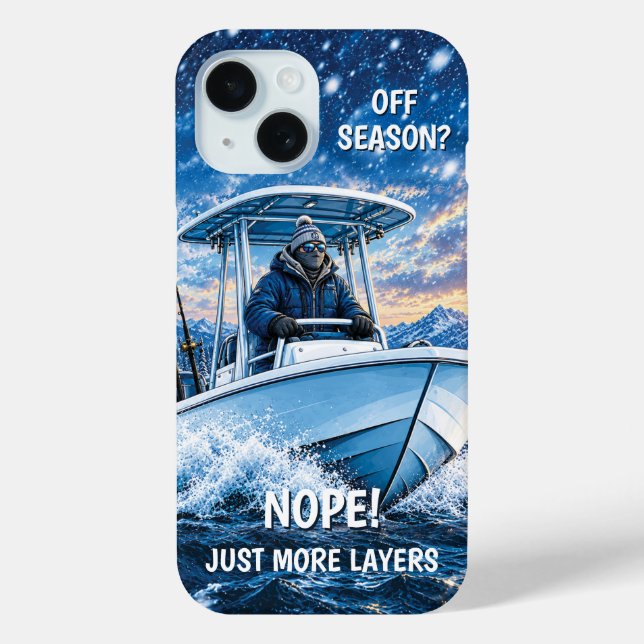 Funny Winter Fishing Personalised iPhone 15 Case (Back)