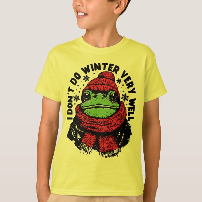 Funny Winter Frog Design T-Shirt (Front)