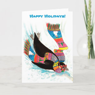 Funny Winter Holiday Penguin Christmas Card