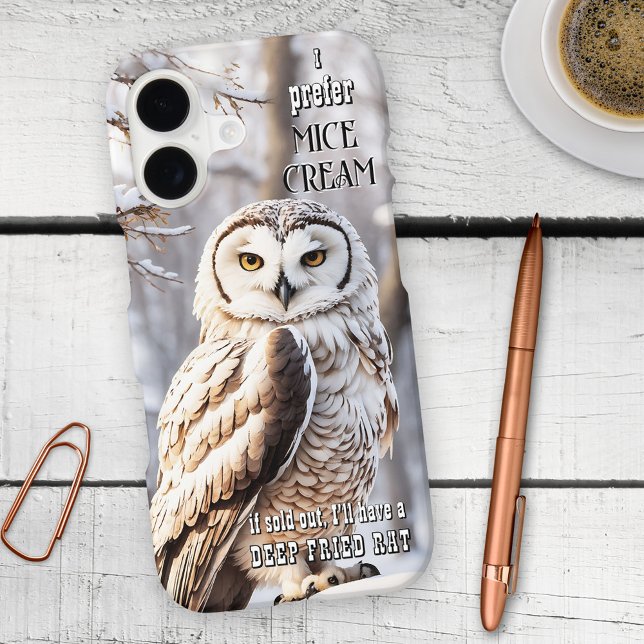 Funny Winter Owl Bird Case-Mate iPhone Case (Phone case featuring an illustration of a cute owl in a winter wonderland scene with your funny text)
