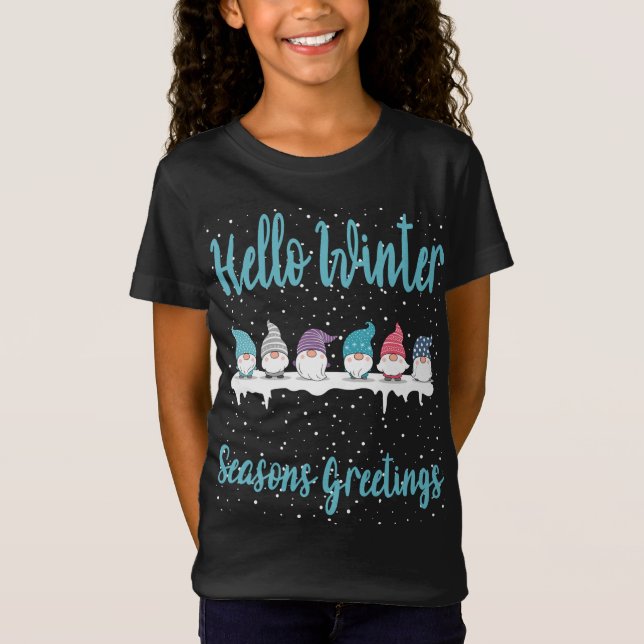 Funny Winter Seasons Greetings Gnomes Christmas T-Shirt (Front)