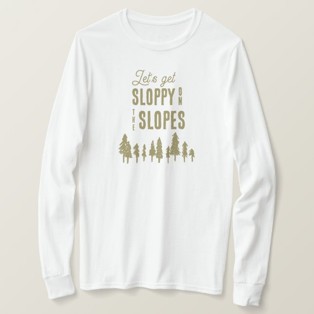 Funny Winter Ski Snowboard Bachelorette Party T-Shirt (Design Front)