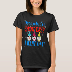 Funny Winter Snow Day Gnomes Want a Snow Day T-Shirt