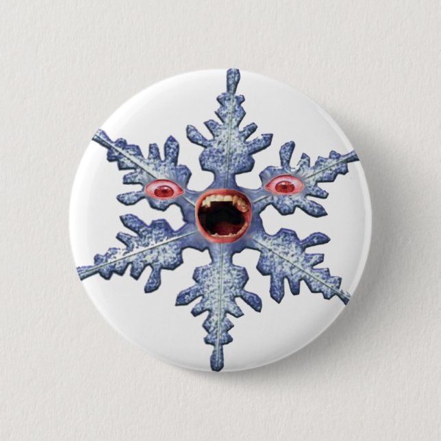 Funny Winter Snowflake Zombie 6 Cm Round Badge (Front)