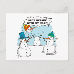 Funny Winter Snowmen Cartoon Postcard