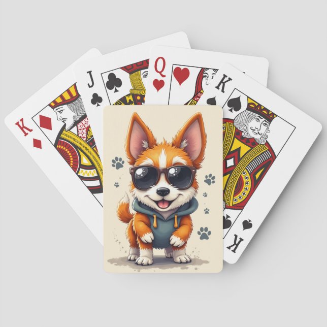 Funny Wire Fox Terrier Kawaii Dog Playing Cards (Back)