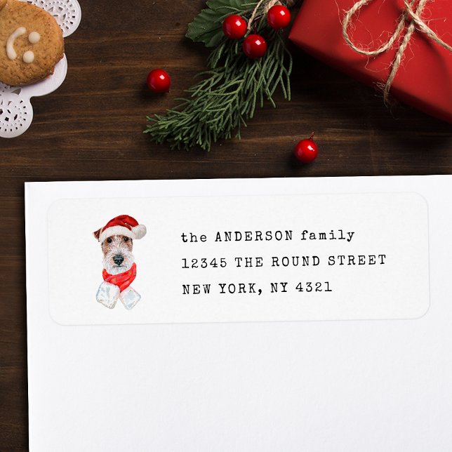 Funny Wire Fox Terrier Xmas Dog Return Address (Creator Uploaded)