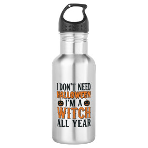 Funny Witch All Year Halloween Typography Design_1 532 Ml Water Bottle