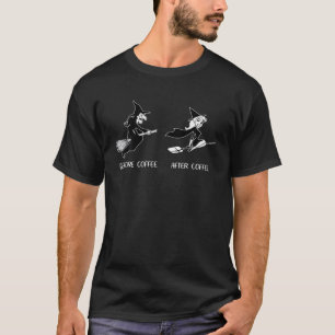 Funny Witch Before Coffee After Coffee Halloween L T-Shirt