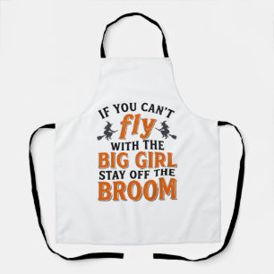 Funny Witch Broom Big Girl Halloween Shirt Design_ Apron