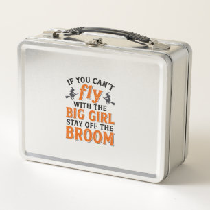 Funny Witch Broom Big Girl Halloween Shirt Design_ Metal Lunch Box