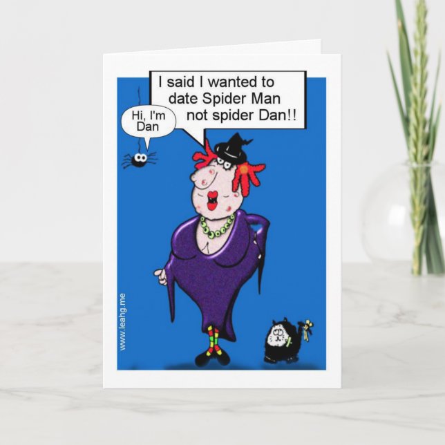 Funny Witch cartoon Halloween personalized Card (Front)